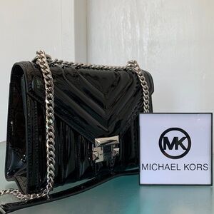 Michael Kors Whitney Chevron Quilted Patent Leather Chain Crossbody Bag EUC